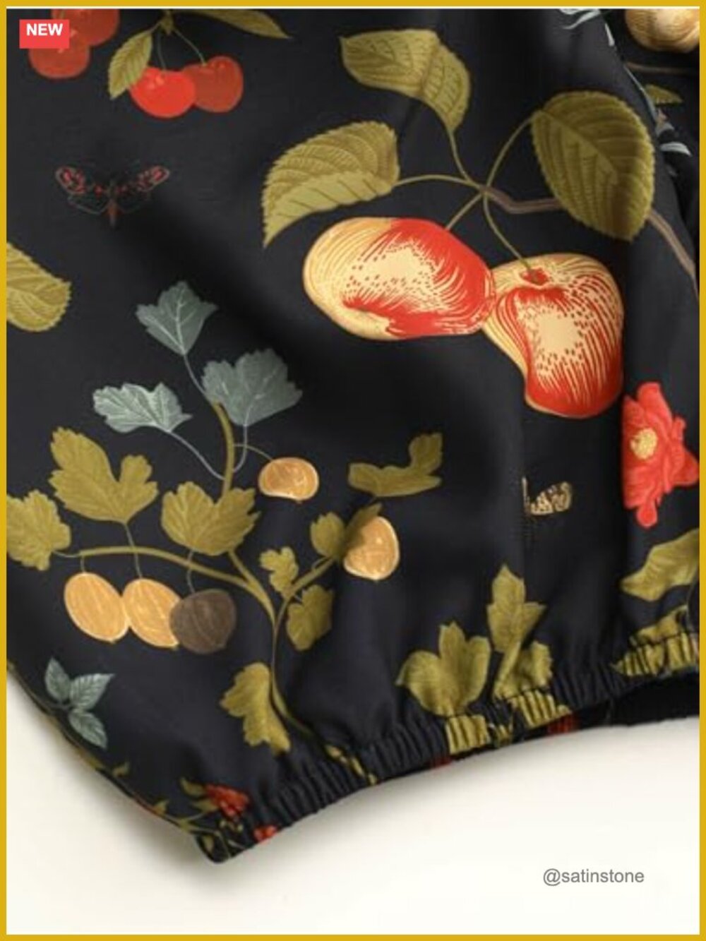 Plus Size Floral Fruit Puff Sleeve Midi Dress - Picture 7 of 7